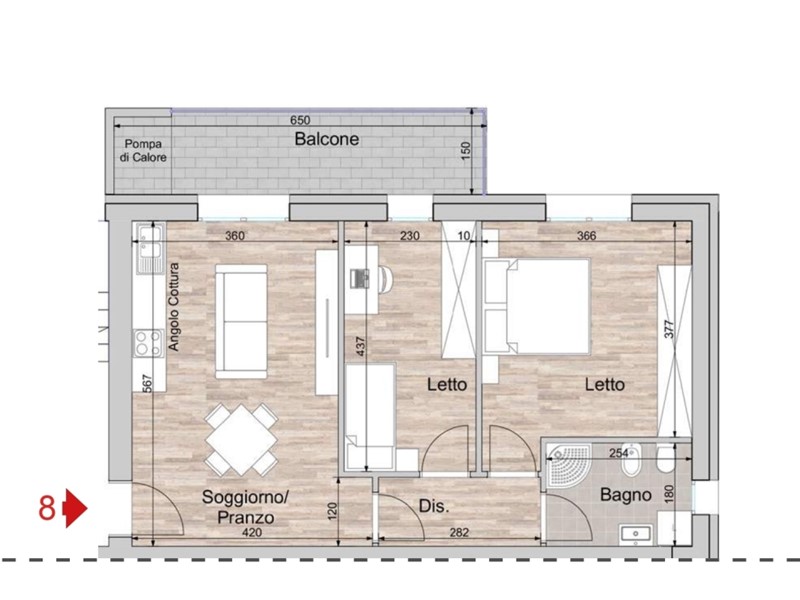 Trilocale in Vendita a Reggio Emilia, zona Regina Pacis, 232'000€, 80 m², con Box
