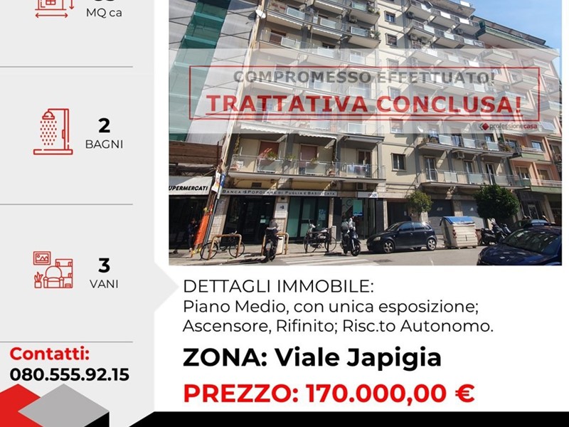 Trilocale in Vendita a Bari, 170'000€, 83 m², arredato