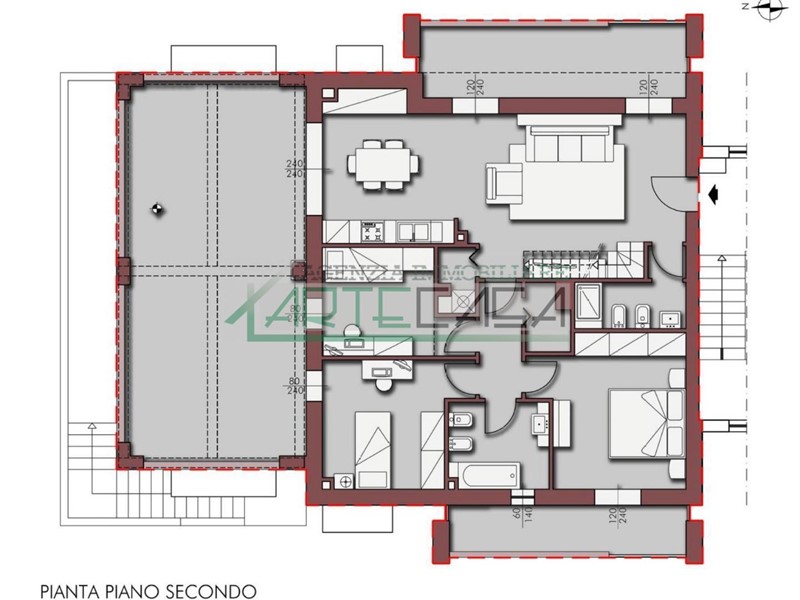 Attico in Vendita a Pontedera, zona La Borra, 355'000€, 140 m², con Box