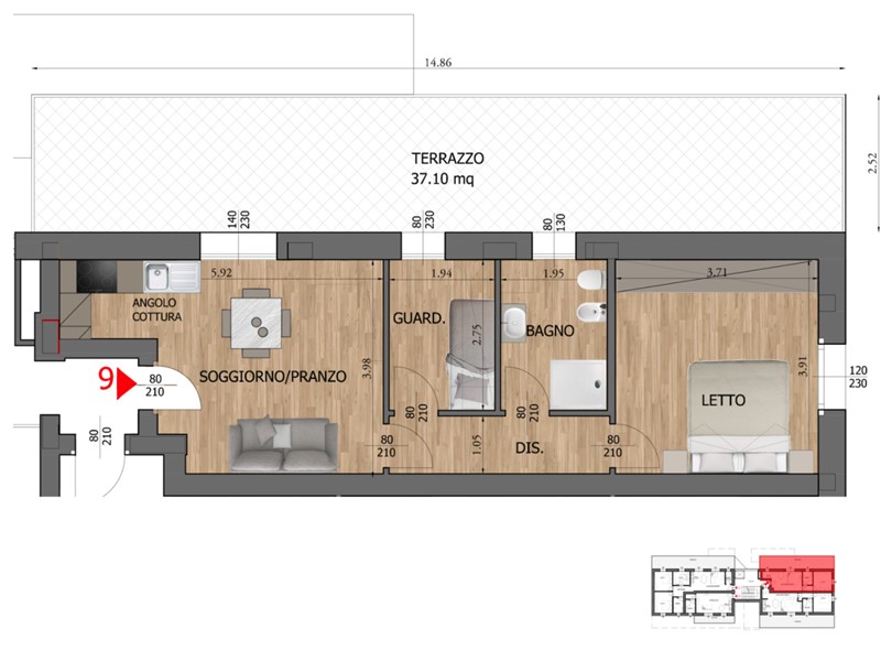 Quadrilocale in Vendita a Reggio Emilia, zona Emilia all'Angelo, 230'000€, 96 m², con Box