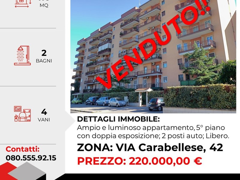 Quadrilocale in Vendita a Bari, 220'000€, 110 m²