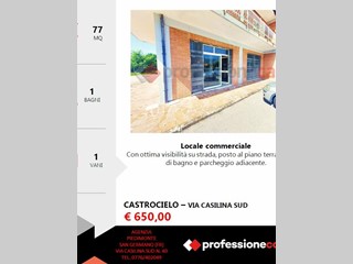 Negozio in Affitto a Castrocielo, 650€, 77 m²