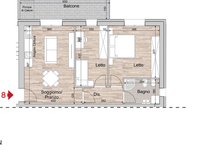 Trilocale in Vendita a Reggio Emilia, 232'000€, 79 m²