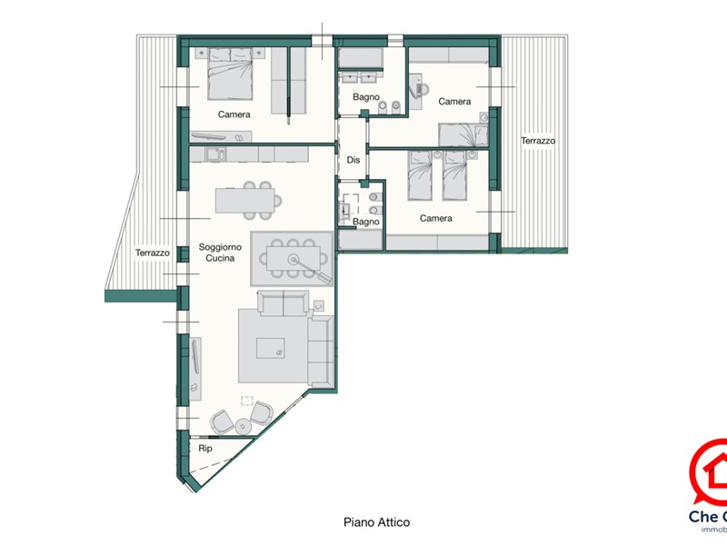 Quadrilocale in Vendita a Cesena, zona Centrale, 499'000€, 167 m², con Box