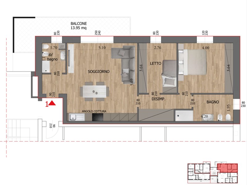Quadrilocale in Vendita a Reggio Emilia, zona Emilia all'Angelo, 280'000€, 108 m², con Box