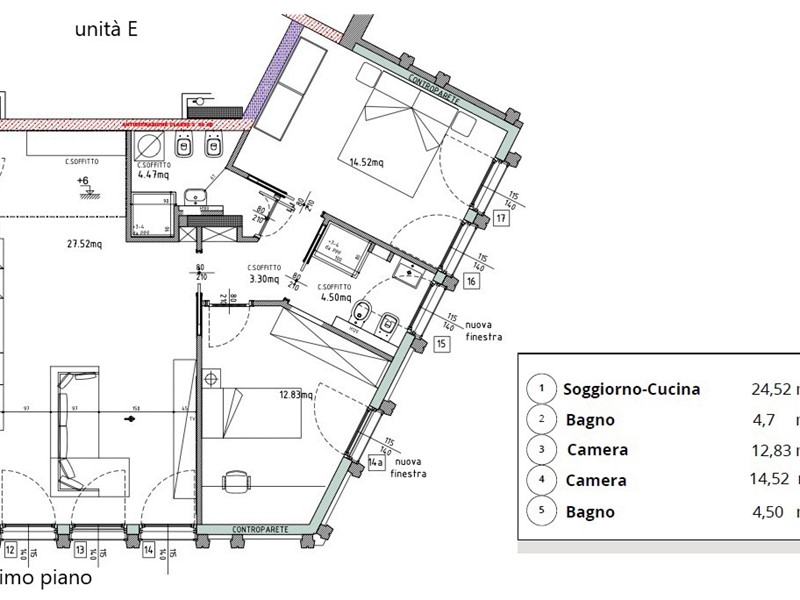 Trilocale in Vendita a Padova, 280'000€, 71 m², arredato