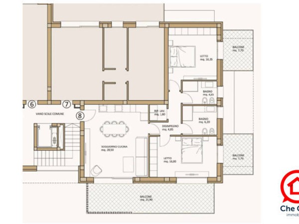 Trilocale in Vendita a Cesena, zona Ospedale, 390'000€, 123 m²