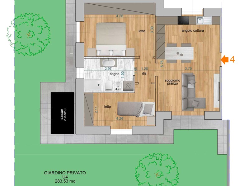 Trilocale in Vendita a Reggio Emilia, zona Pieve Modolena, 255'000€, 92 m², con Box