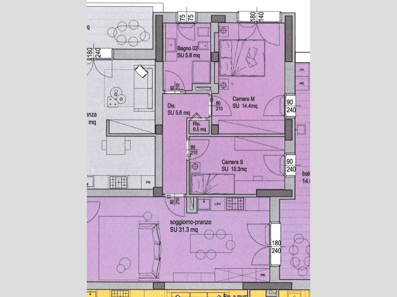Trilocale in Vendita a Pisa, 330'000€, 81 m²