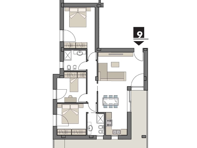 Appartamento in Vendita a Valsamoggia, zona Monteveglio, 323'000€, 119 m², con Box