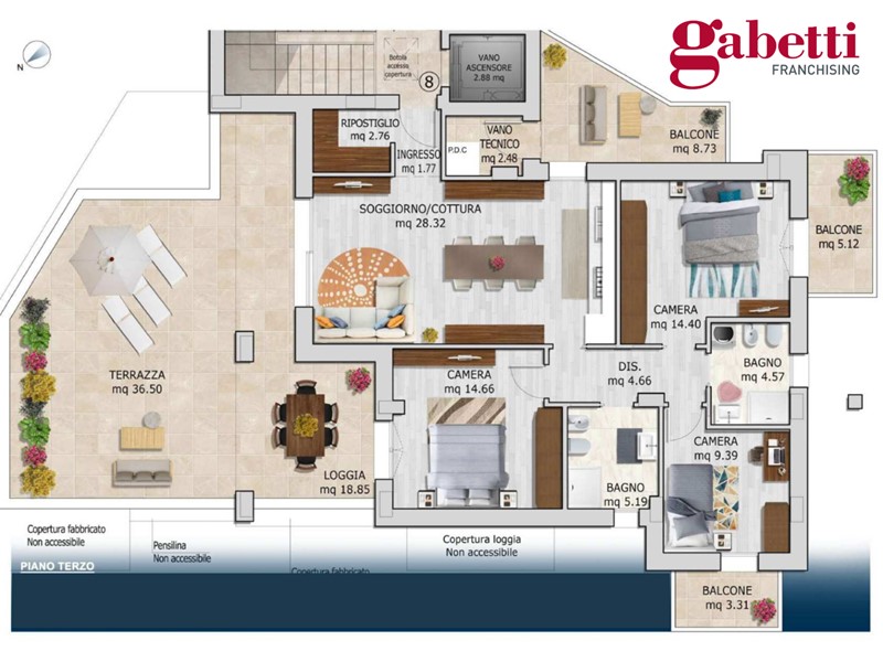 Attico in Vendita a Riccione, 730'000€, 138 m²