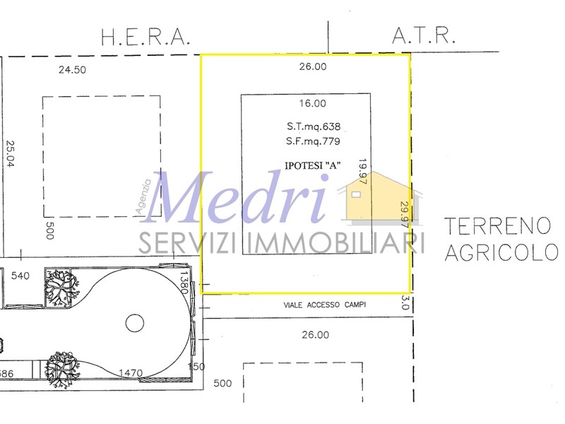 Terreno agricolo in Vendita a Cesena, zona Centrale, 235'000€, 638 m²