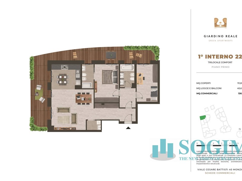 Trilocale in Vendita a Monza, zona * Parco, 680'000€, 136 m²