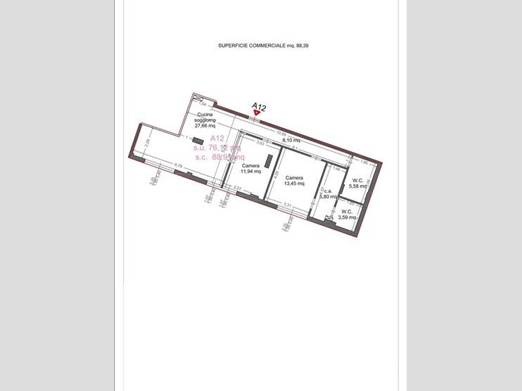 Trilocale in Vendita a Palermo, 230'000€, 89 m²