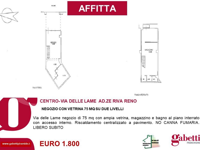 Negozio in Affitto a Bologna, 1'800€, 75 m²