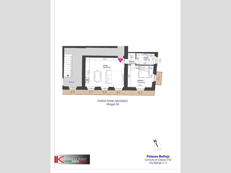 Trilocale in Vendita a Caluso, 90'500€, 66 m²