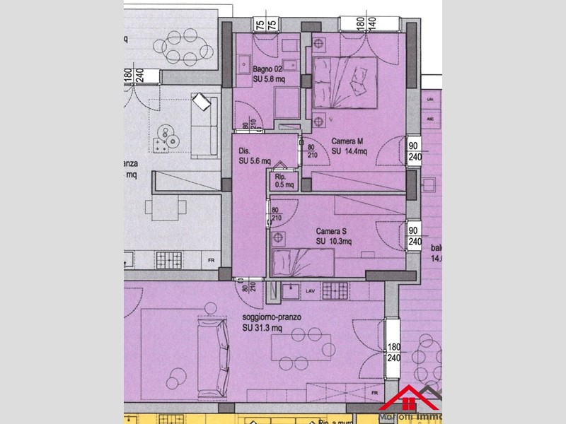 Trilocale in Vendita a Pisa, 330'000€, 81 m²