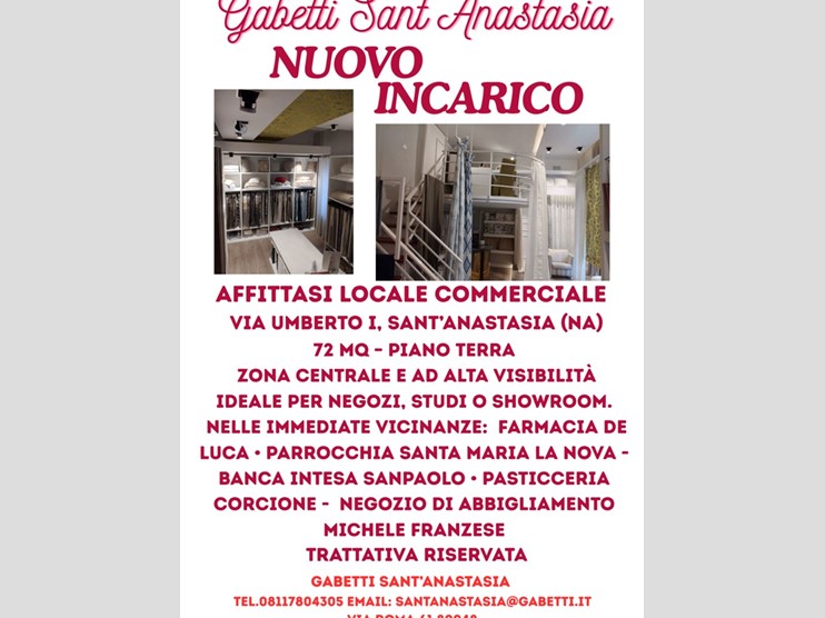 Attività commerciale in Affitto a Sant'Anastasia, 72 m²