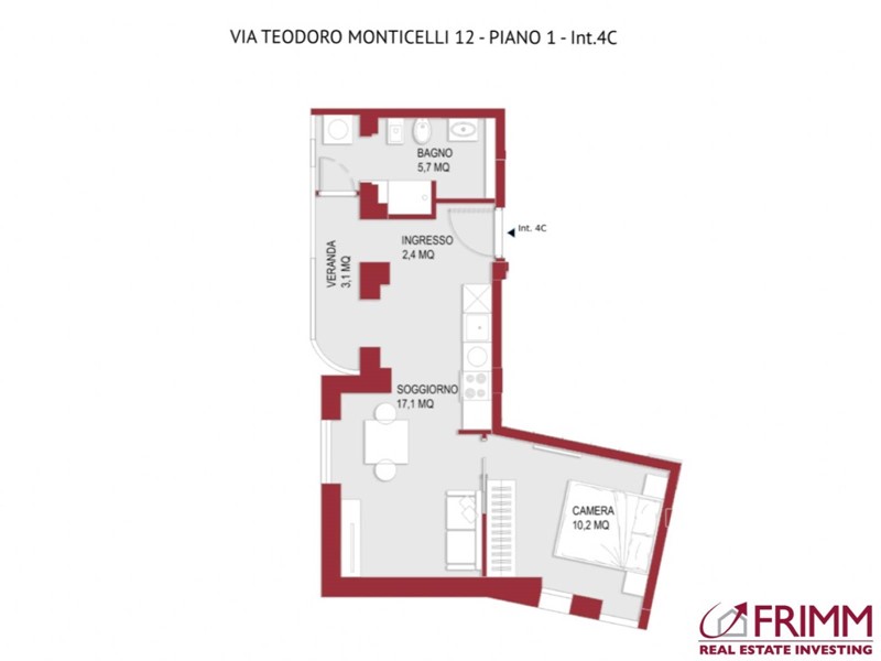 Bilocale in Vendita a Roma, 380'000€, 49 m²