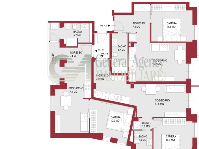 Trilocale in Vendita a Roma, 380'000€, 49 m²