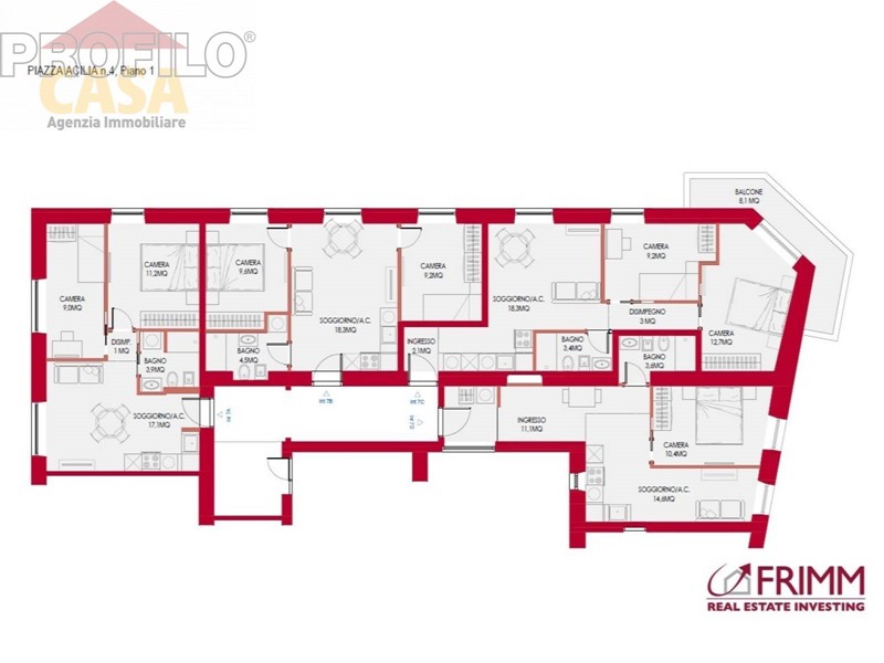 Bilocale in Vendita a Roma, 390'000€, 51 m²