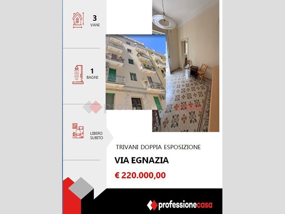 Trilocale in Vendita a Bari, 220'000€, 85 m²