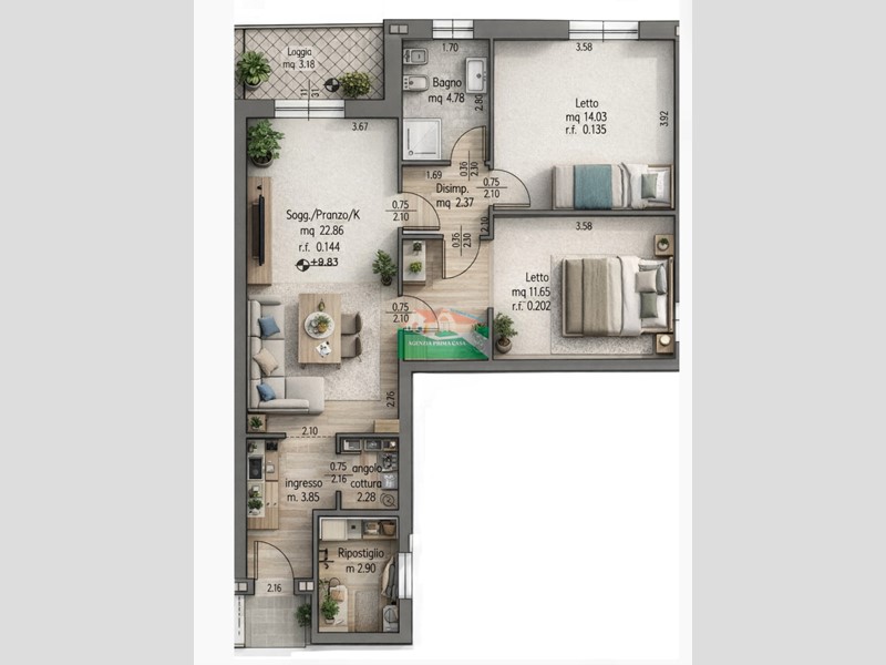 Trilocale in Vendita a Ravenna, 215'000&euro;, 88 m², con Box