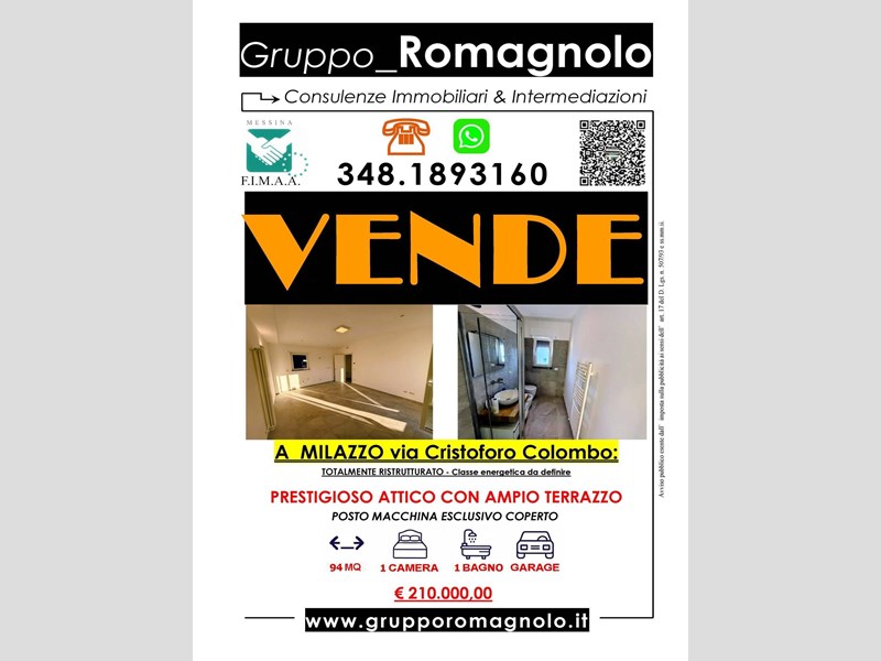 Attico in Vendita a Milazzo, zona  via Cristoforo Colombo, 210'000&euro;, 94 m²