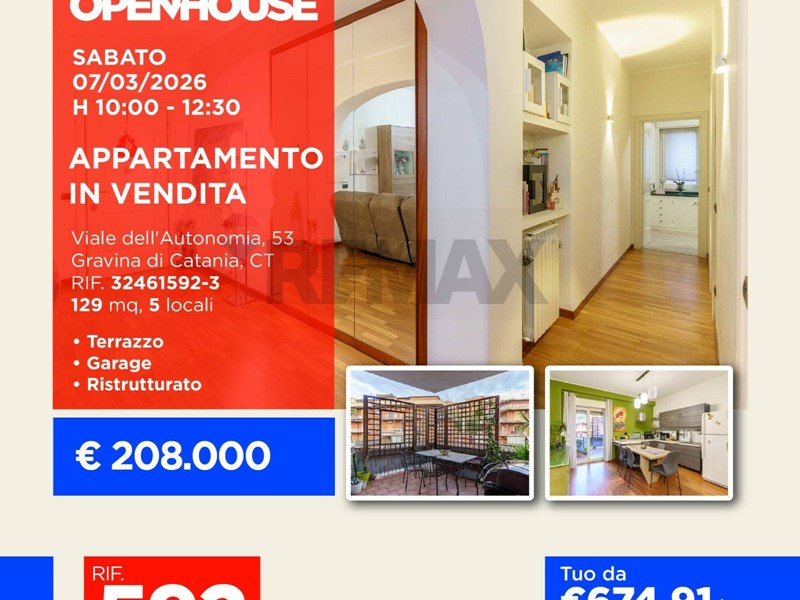 Appartamento in Vendita a Gravina di Catania, 208'000&euro;, 129 m²