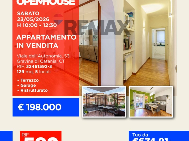 Appartamento in Vendita a Gravina di Catania, 198'000&euro;, 129 m²