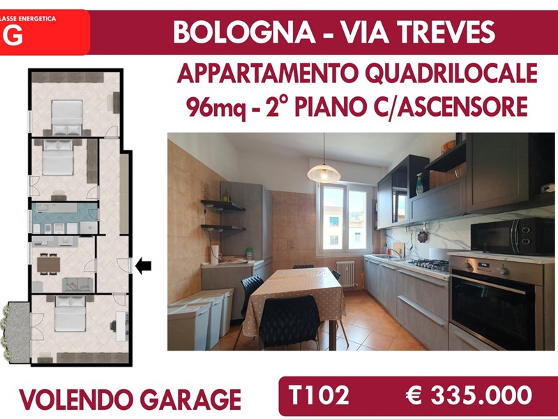 Quadrilocale in Vendita a Bologna, 335'000&euro;, 96 m²