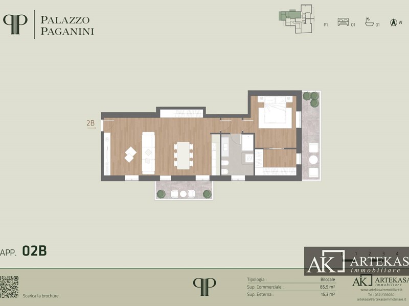 Bilocale in Vendita a Novara, 309'000&euro;, 86 m²