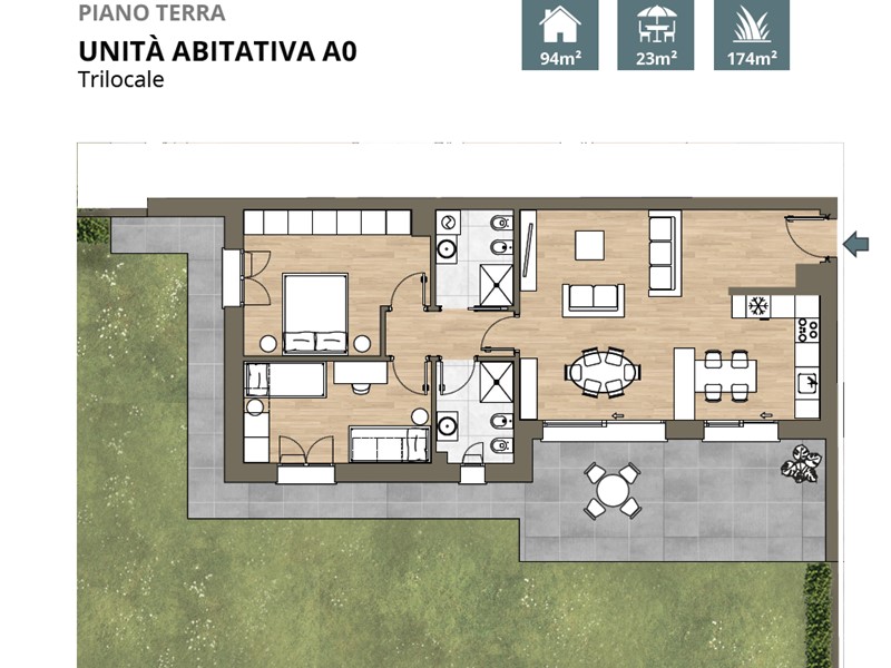 Trilocale in Vendita a Como, zona Sagnino, 355'000&euro;, 94 m²