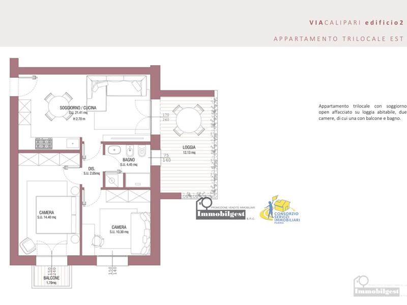 Trilocale in Vendita a Parma, zona Parma CittÃ  Sud, 265'000&euro;, 75 m²