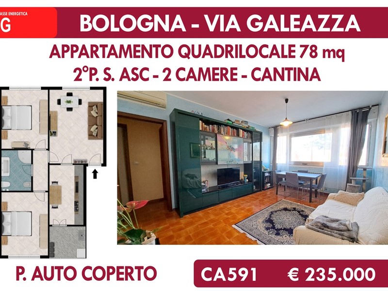 Quadrilocale in Vendita a Bologna, 235'000&euro;, 78 m²