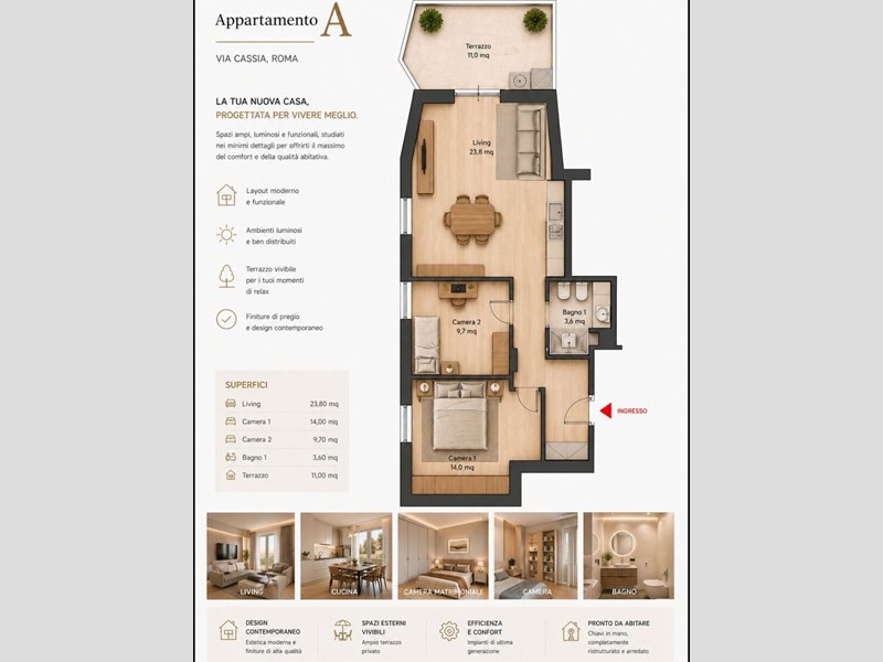 Trilocale in Vendita a Roma, 380'000&euro;, 75 m², arredato