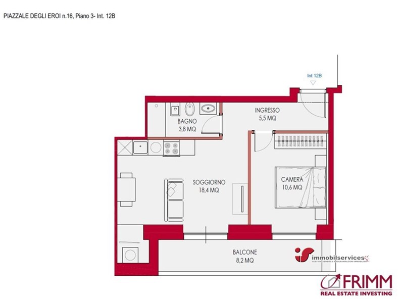 Bilocale in Vendita a Roma, 350'000&euro;, 50 m²
