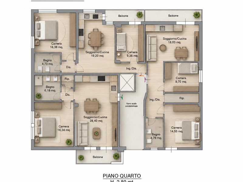Trilocale in Vendita a Pisa, 280'000&euro;, 65 m²