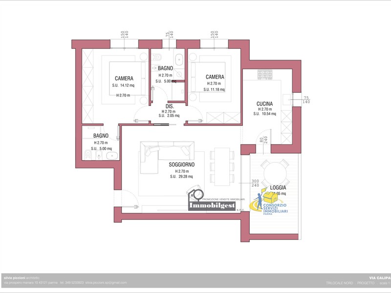 Trilocale in Vendita a Parma, 342'000&euro;, 99 m²