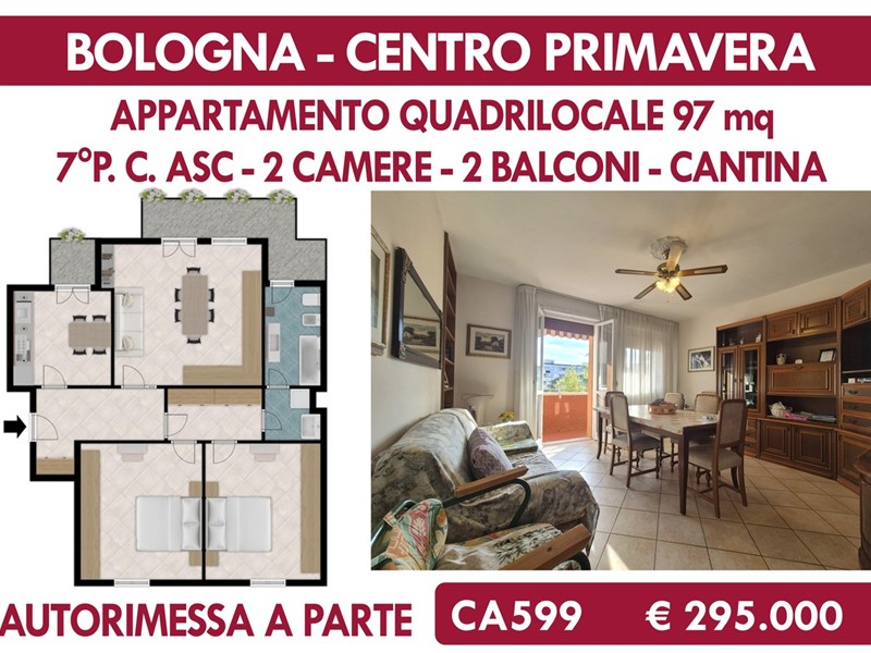 Quadrilocale in Vendita a Bologna, 295'000&euro;, 97 m²