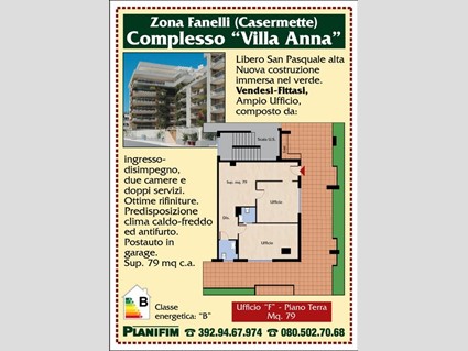 Ufficio in Affitto a Bari, zona San Pasqule Alta, 800€, 79 m²