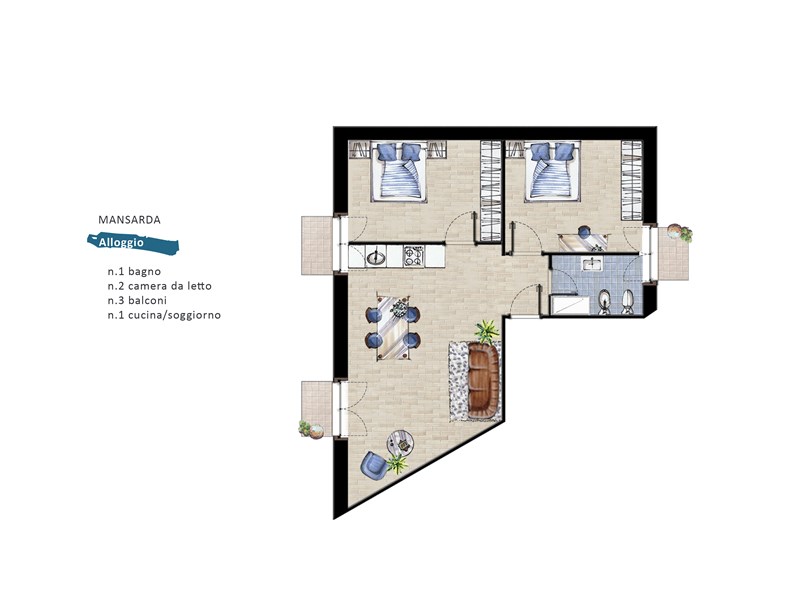 Mansarda in Vendita a Castagnole delle Lanze, zona via Tagliaferro, 85'000&euro;, 70 m²