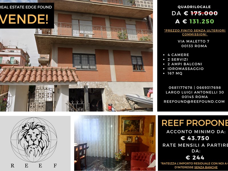 Quadrilocale in Vendita a Roma, 131'250€, 167 m²