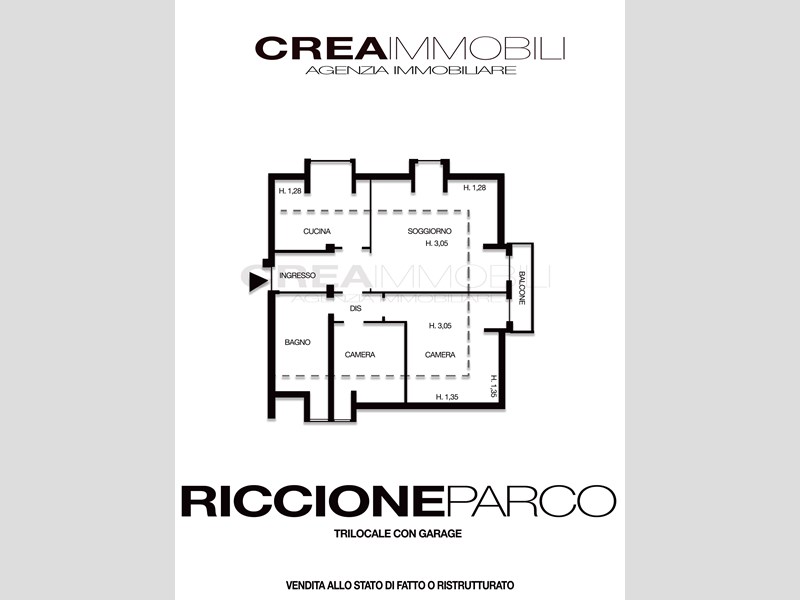 Trilocale in Vendita a Riccione, 245'000€, 118 m², arredato