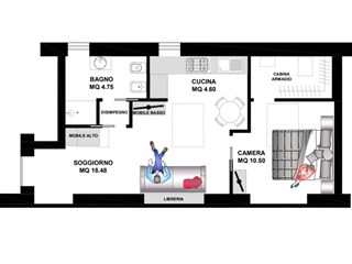 Bilocale in Vendita a Milano, zona Viale Certosa n.299 , 165'000€, 65 m²