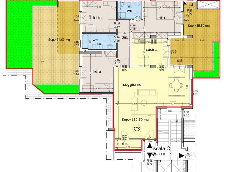 Appartamento in Vendita a Bari, zona San Pasquale Alta, 623'700€, 189 m²