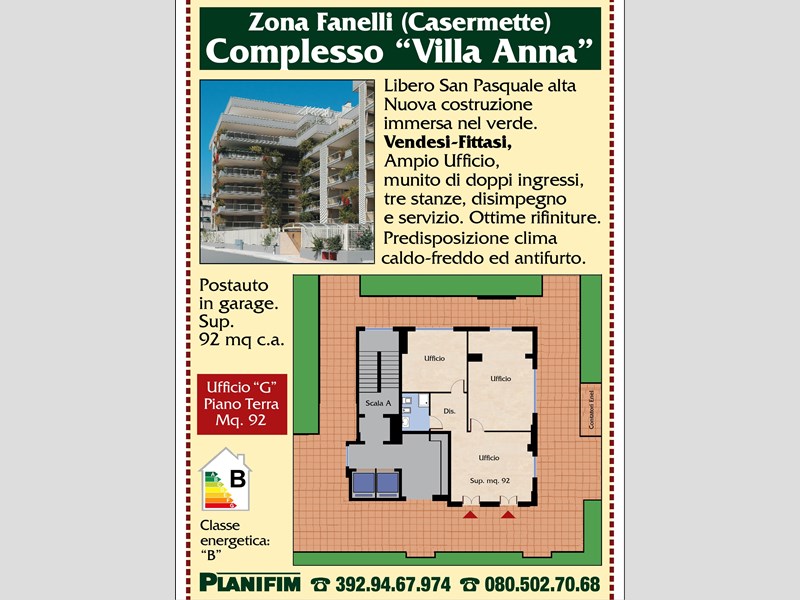 Ufficio in Affitto a Bari, zona San Pasquale Alta, 900€, 92 m²