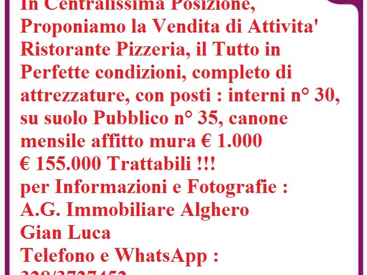 Attività commerciale in Vendita a Alghero, zona Centro, 155'000€, 100 m², arredato